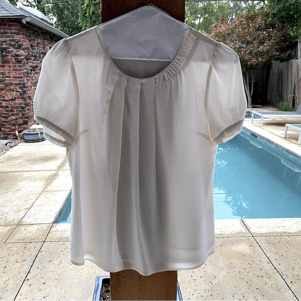SOLD | Antonio Melani Silk Pleated Short Sleeve Blouse